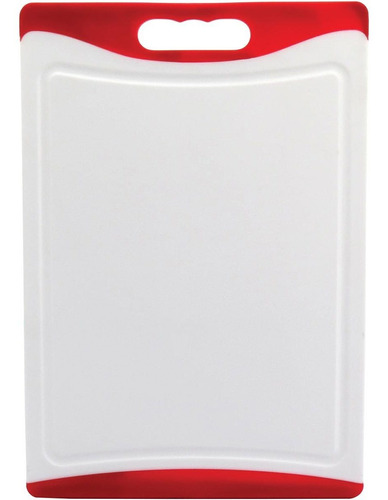 Tábua Culinária 1x36x25cm Plástico Vermelho Antiderrapante Cor Branco