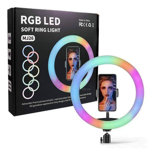 Kit Youtuber Tripé Microfone Celular Iluminador Rgb Colorido