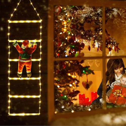 Luces Led De Decoración Navideña Para Escalera Con Papá Noel