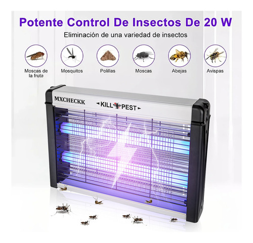 Lampara Mata Mosquitos Eléctrico Repelente Moscas 20w Uv