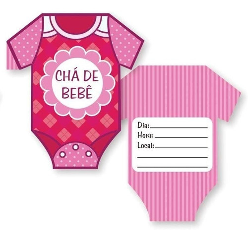 Imagem 1 de 1 de Convite Chá De Bebê Rosa Com 10 Unid. 