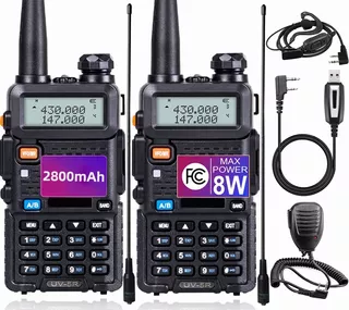 2pz Uv-5r 8w Radio Walkie Talkie Uhf Vhf Fm Linterna 2800mah