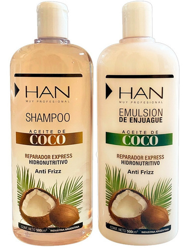 Han Shampoo + Acondicionador Aceite De Coco Reparador 500 Ml