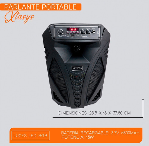 Imagen 7 de 10 de Parlante Portátil Inalámbrico Bluetooth Karaoke Grande Caja