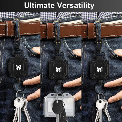 2 Pack Retractable Keychain, Black Retractable Id Badge Reel