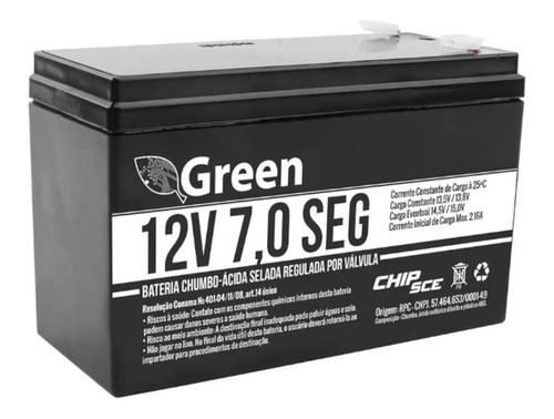 Bateria 12v 7a Green Alarme Cerca Elétrica Segurança Nobreak