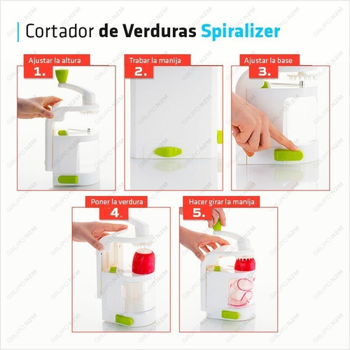 Imagen 3 de 10 de Cortador Spiralizer Vegetales Multiple Espiral 4 Tipos Corte