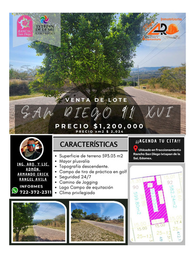 Venta Lote San Diego 91 Mz Xvi Con Todos Los Servicios, Vistas Panorámicas, Proyecto Arquitectónico Incluído En Av Principal Fracc Rancho San Diego Ixtapan De La Sal Edomex