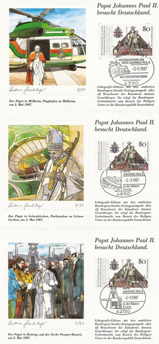 Postal Com Selo 1152 Papa João Paulo 2º Alemanha 1987 3 Unid