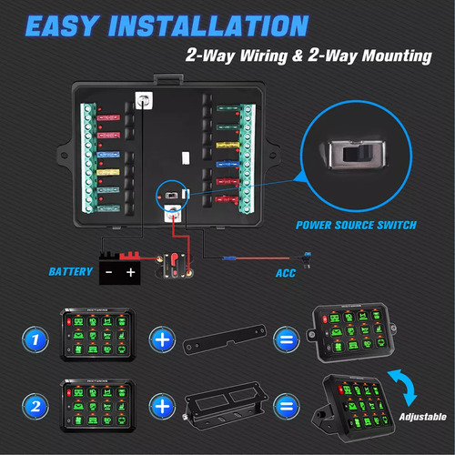 Panel 12 Switch Digital Rgb Para Jeep Rzr Canam X3 Universal