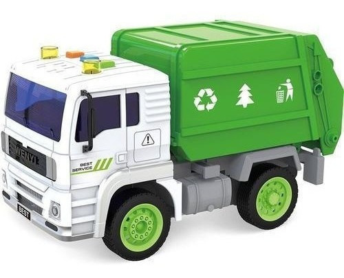 Caminhão Lixo Caçamba Reciclagem Brinquedo Fricção Som Luz