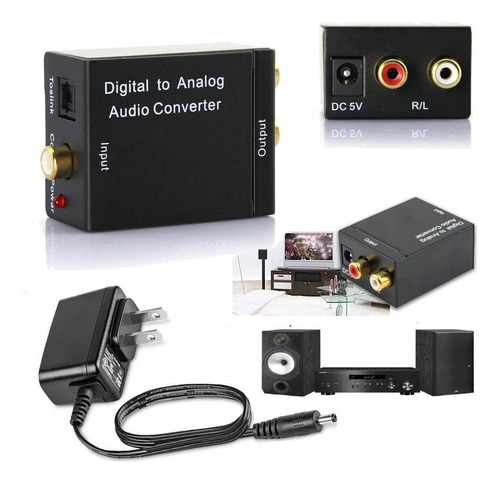 Convertidor Óptico Rca Audio Digital Analógico Óptico A Rca
