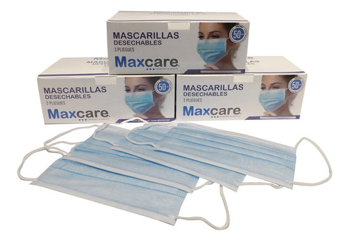 Mascarilla 3 Pliegues Maxcare - Caja 50 Unid
