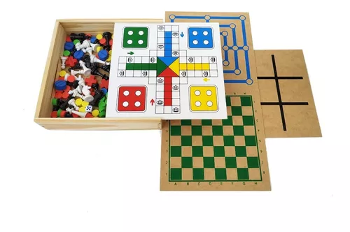 Jogo Educativo Dama Trilha Jogo da Velha Dominó Ludo 5 Em 1