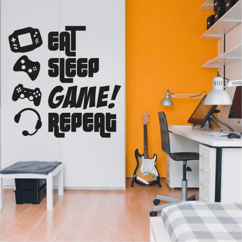 Adhesivo Para Pared Diseño Frase Ingl  Eat Sleep Game 47 X