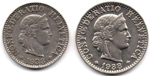 Suiza 10 Y 20 Rappen 1938