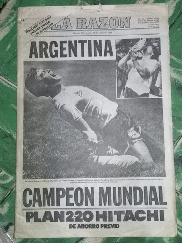 Diario La Razon * Argentina Campeon Del Mundo Año 1986