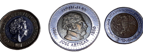 Moneda Bimetalica Monedas Distintos Paises Y Años Lote X 5