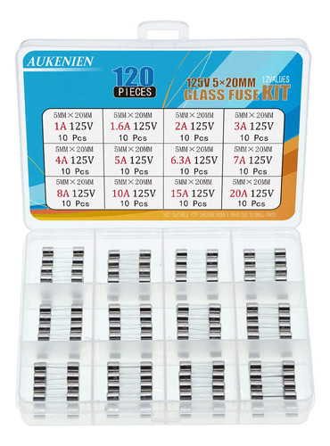 120 Fusibles De 125 V 1a 1.6a 2a 3a 4a 5a 6.3a 7a 8a 10a 15a