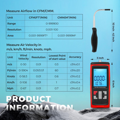 Hot-wire Anemómetro Gt8916 Con Sonda Telescópica