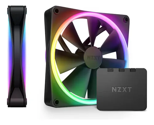 Paquete Doble Nzxt F140 Rgb Duo: 2 Ventiladores Rgb De Doble Cara De 140 Mm Con Controlador Rgb, 20 Led Direccionables Individualmente, Flujo De Aire Y Presión Estática Equilibrados, Rodamiento