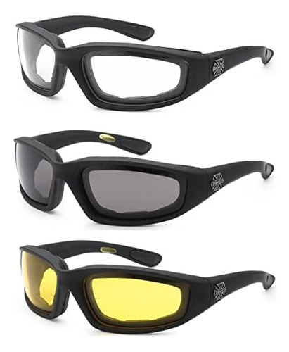 3 Pares De Gafas Choppers Marco Acolchado Lente De Humo Amar