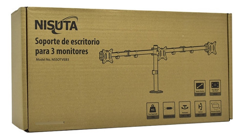 Soporte Para 3 Monitores De 17-27 Horizontal En Escritorio