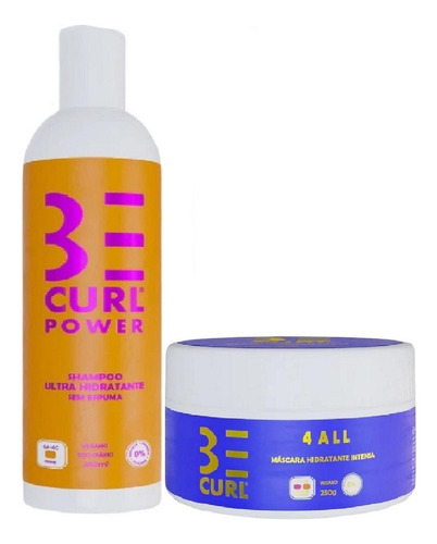 Shampoo Be Curl Power Crespos E Afro 350ml E Hidratação 250g