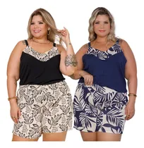 Comprar Kit 2 Conjuntos Feminino Plus Size Regata Short Grande G2 G3