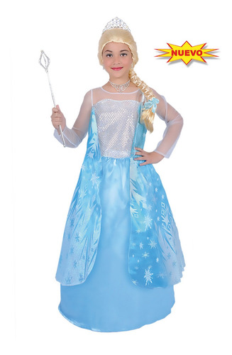 Disfraz Princesa Del Hielo Elsa Frozen + Peluca Para Niñas