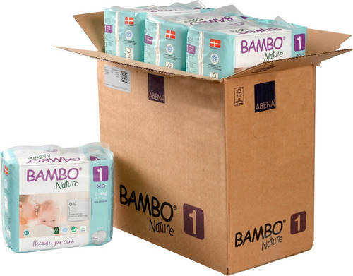 Caja Pañal Ecológico Bambo Nature Bebé 1, 2-4 Kg (132 Unid)