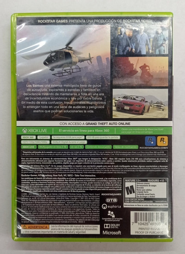 Grand Theft Auto V Xbox 360 B Rtrmx Vj (Usado)