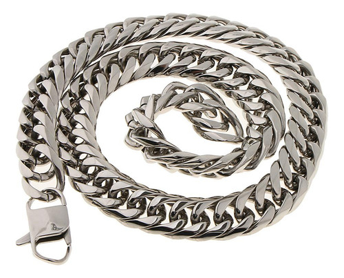 Py Cadena De Eslabones Cubanos De Plata 16mm