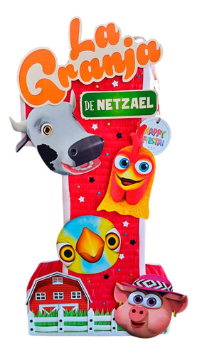 Piñata Premium 70 Cm Número A Elegir (1 Al 9) Personalizada La Granja De Zenón