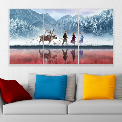 Cuadro Triptico Grupal Frozen Personalizado Art Canvas