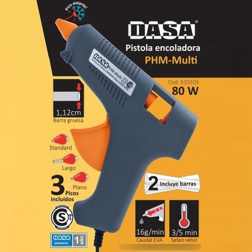 Pistola Encoladora Dasa 80w 3 Picos Profesional + 2 Barras 