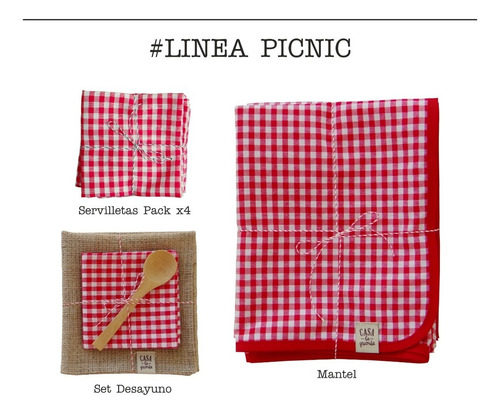 Imagen 4 de 6 de Mantel Picnic Cuadrillé Cuadros Rojo 1,5m X 1,0m Deco