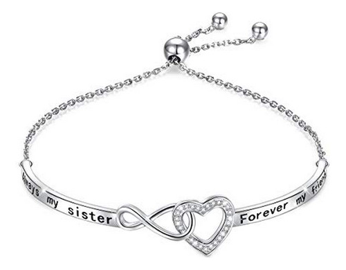 Brazalete - 925 Sterling Silver Heart Infinity Inspirational