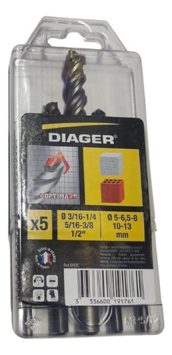Kit De Brocas 3 Filos P/ Concreto 3/16 A 1/2 Optima3 Diager