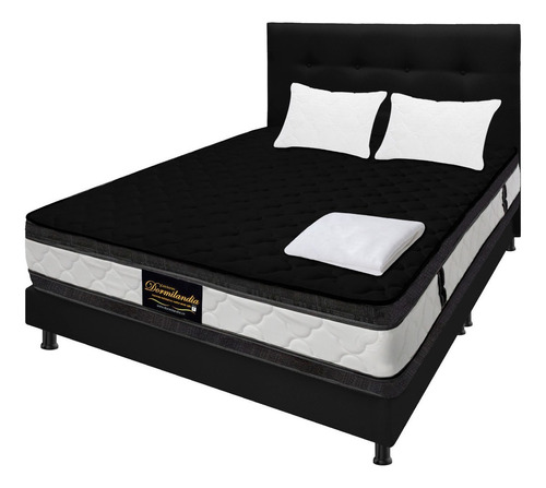 Colchón Doble De Resortes Dormilandia Smg-marsh-negro-140 Negro - 140cm X 190cm X 28cm Con Doble American Pillow