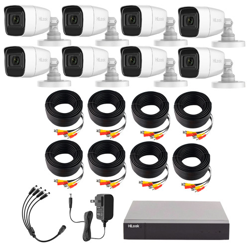 Hilook Kit de Camaras de Seguridad Exterior Con Micrófono Integrado Modelo HLPS-PLUS8 Video Vigilancia TurboHD 1080p CCTV 8 Cámaras Bala