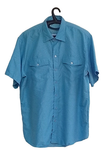 Camisa Azul Con Bolsillos Tipo Uniforme Hombre Xl