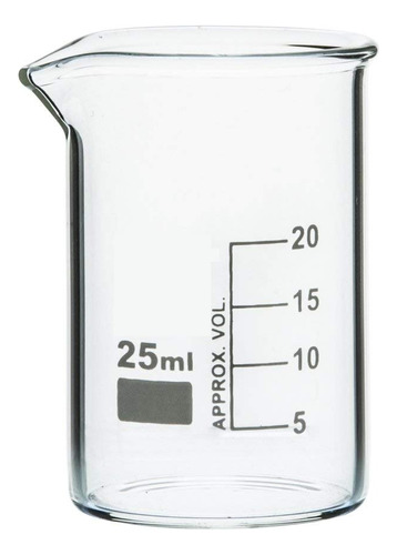 Beaker De Vidrio 25 Ml Laboratorio Vaso De Precipitado