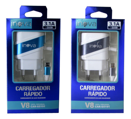 Carregador Celular Inova V8 3.1a (kit 5 Unidade) Atacado