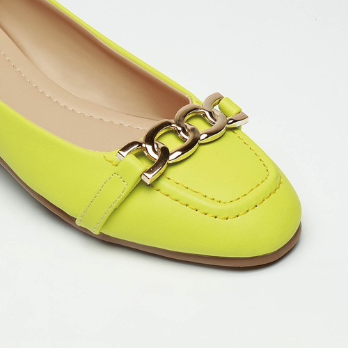 Balerina Flats Dama Comodo Verde Piso Moda Cadena Fareli