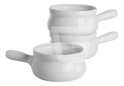 Taza De Cerámica Con Mango Ergonómico Para Sopa X3 Unidades Color Blanco