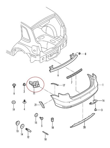Imagen 3 de 3 de Soporte (perfil Guía) Paragolpe Tras Der Vw Suran 15 - Orig