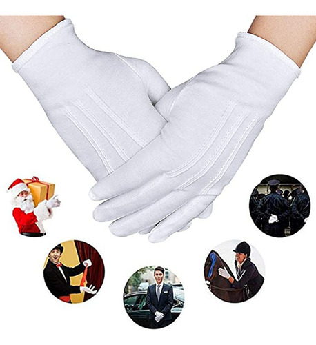 10pz Guantes Blancos Algodón Para Escolta, Mesero, Chambelan