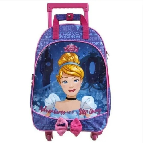 Mochila De Rodinhas 360º Princesa Cinderela Dmw 37351 Cor Azul