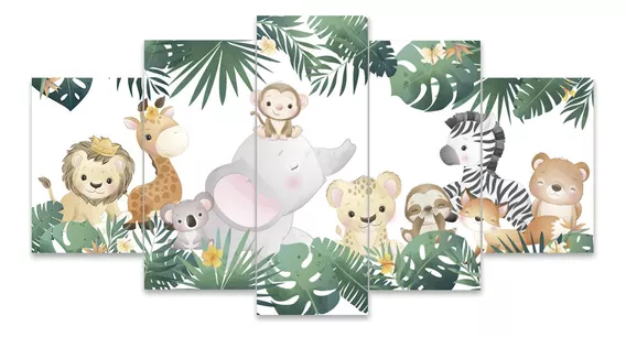 Quadro Decorativo Infantil Animais Safari Para Quarto